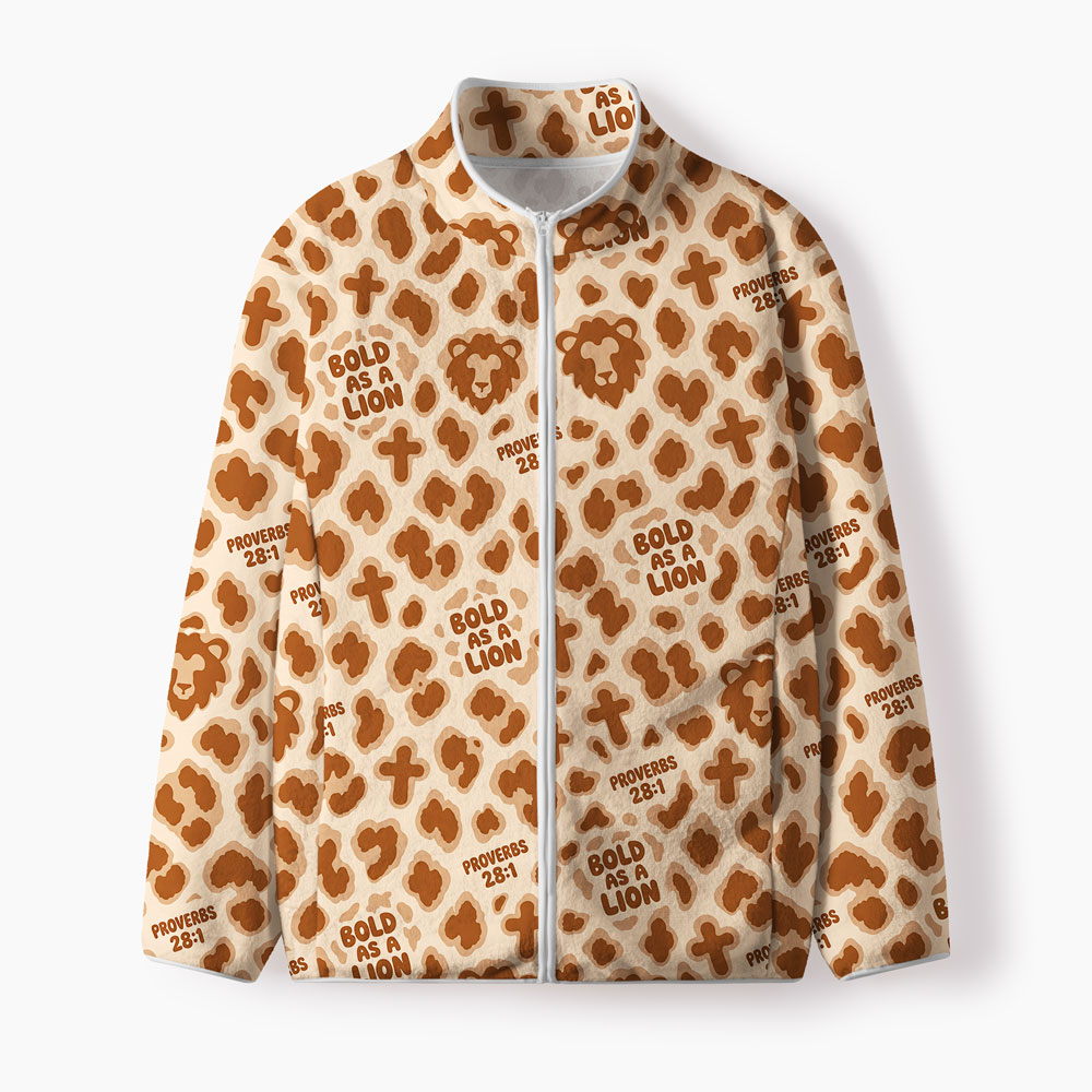 Bold AS A Lion Christian All Over Print Zip-Up Fleece Jacket
