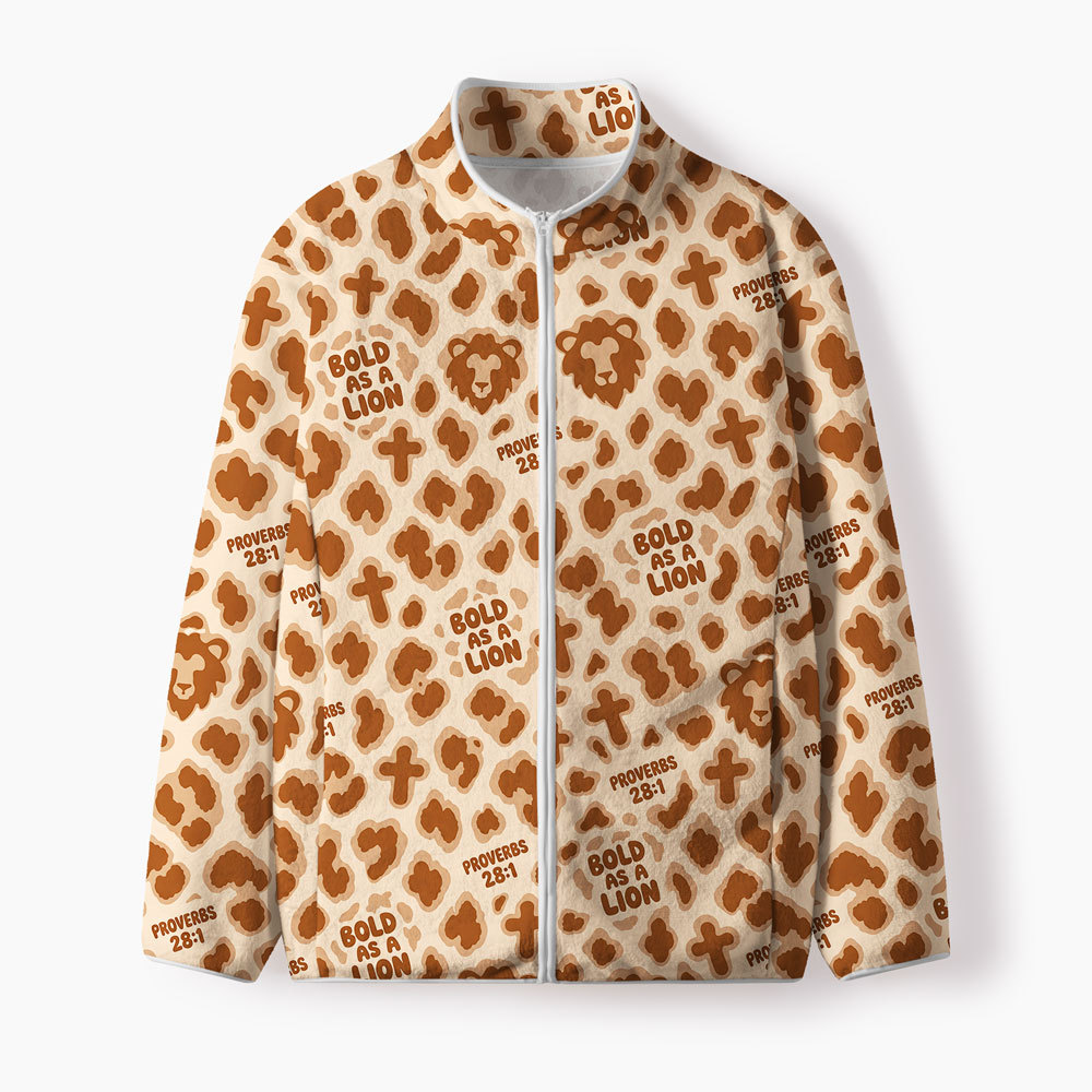 Bold AS A Lion Christian All Over Print Zip-Up Fleece Jacket