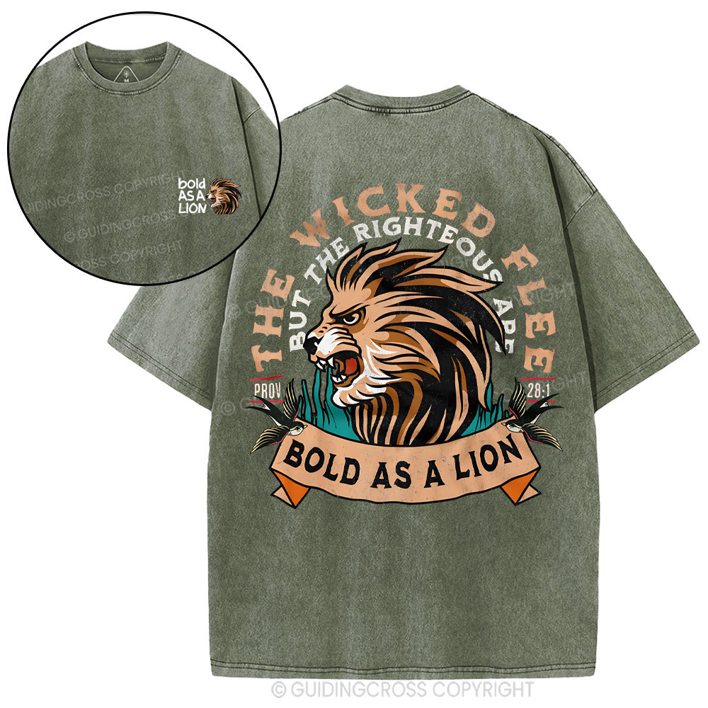 Bold As A Lion Christian Washed T-Shirt