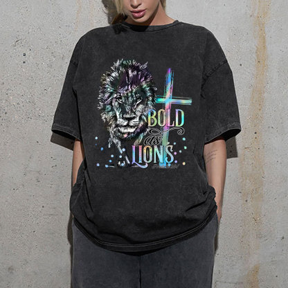 Bold As Lions Christian Washed T-Shirt