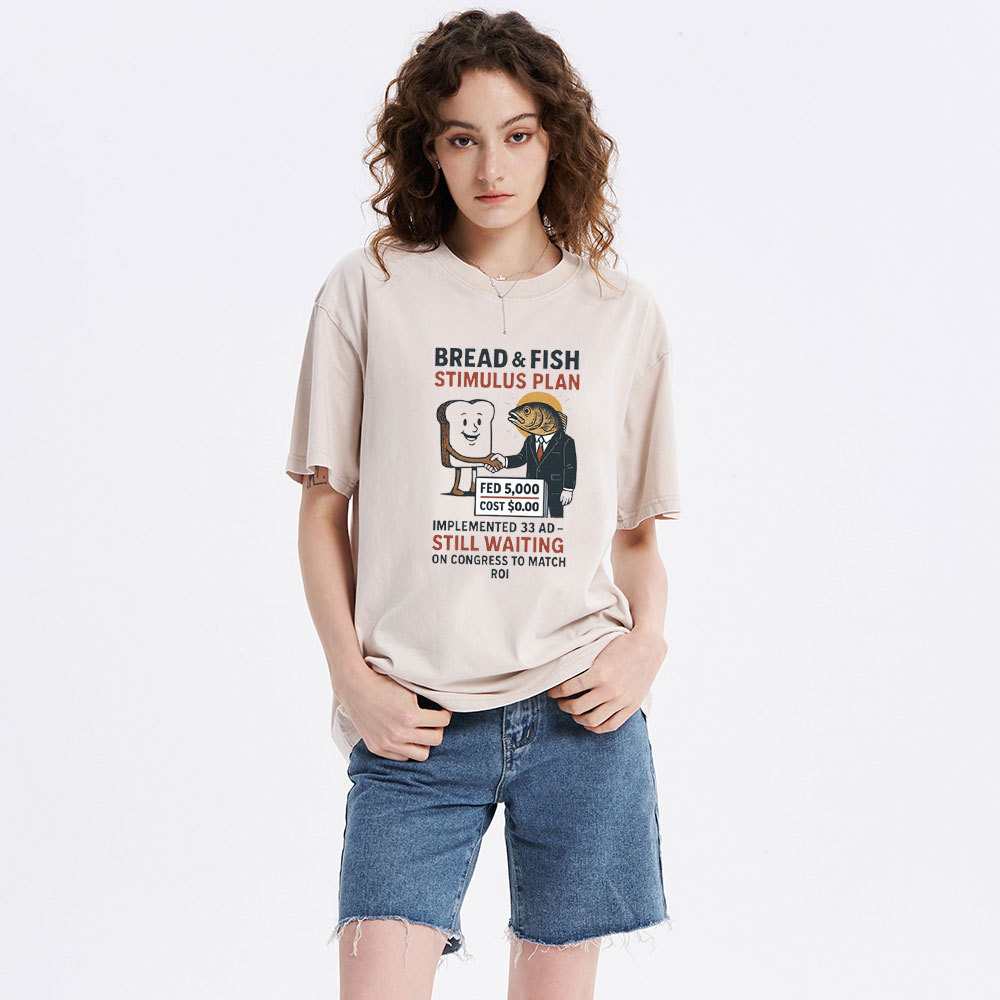 Bread And Fish Stimulus Plan Christian Washed T-Shirt