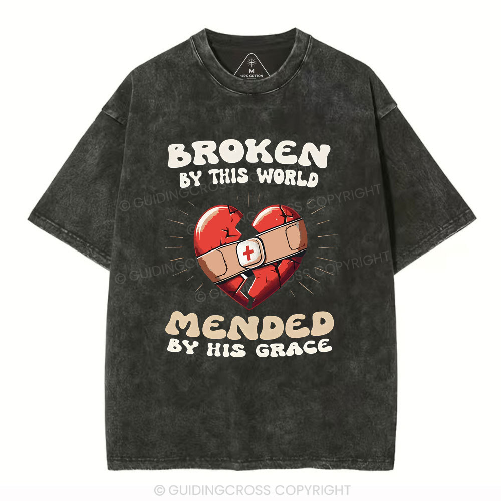 Broken By His World Christian Washed T-Shirt