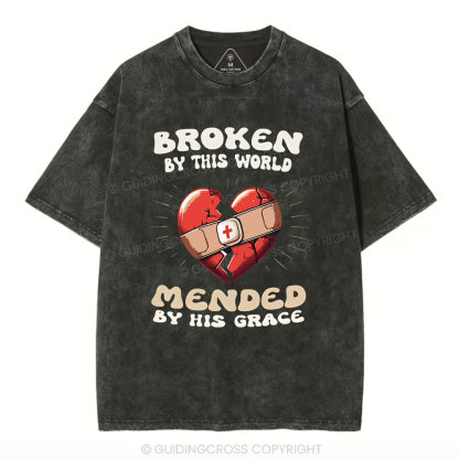 Broken By His World Christian Washed T-Shirt