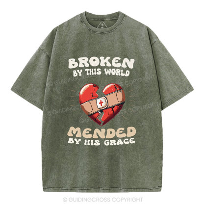 Broken By His World Christian Washed T-Shirt