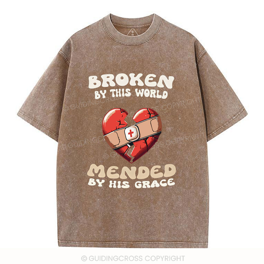 Broken By His World Christian Washed T-Shirt