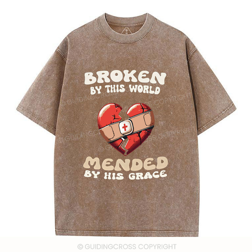 Broken By His World Christian Washed T-Shirt
