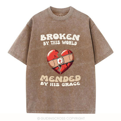 Broken By His World Christian Washed T-Shirt