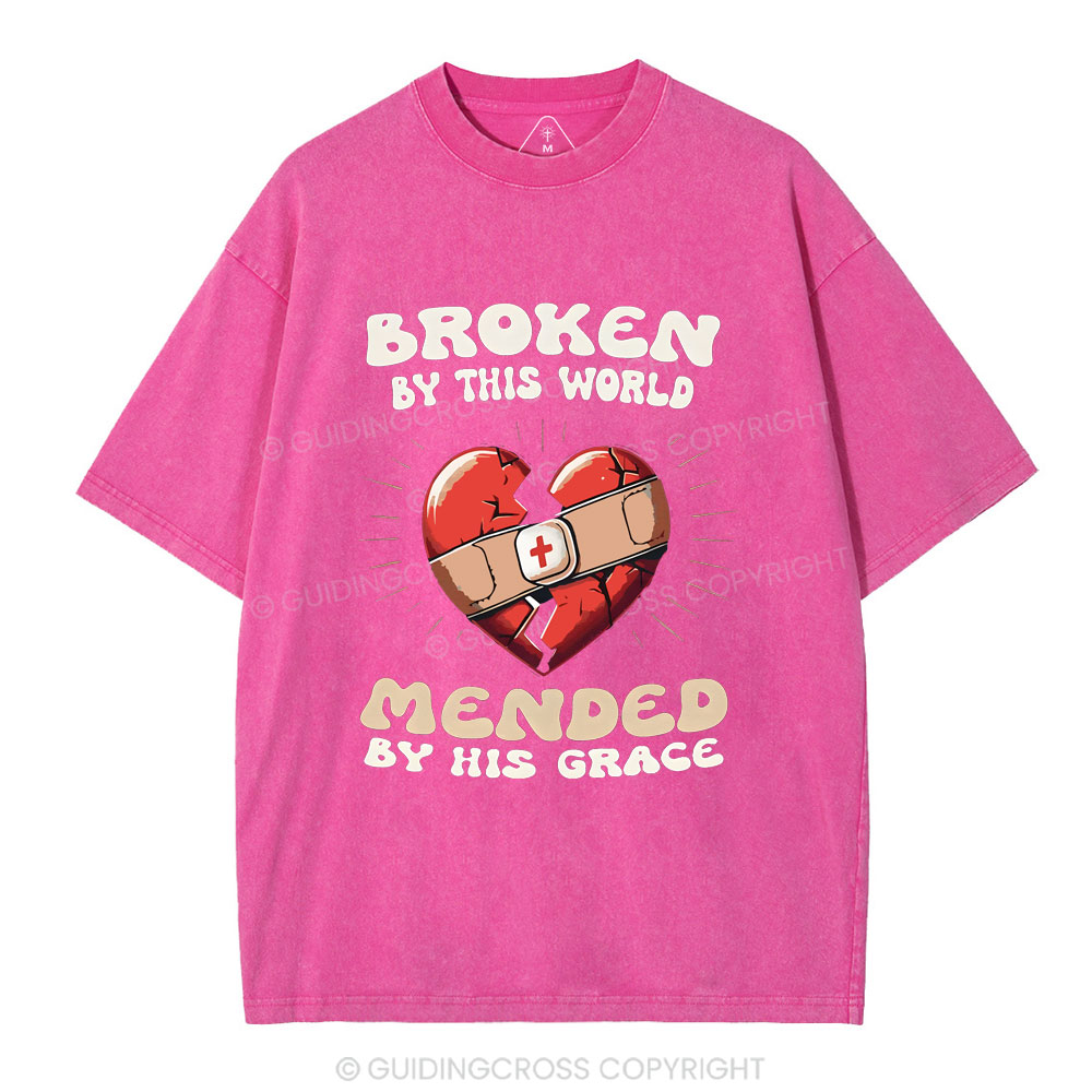 Broken By His World Christian Washed T-Shirt