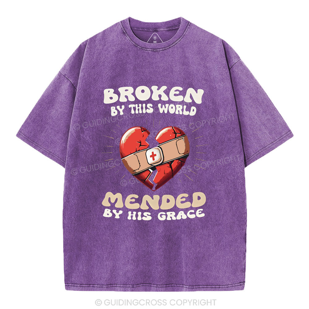 Broken By His World Christian Washed T-Shirt