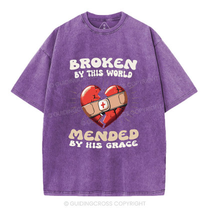 Broken By His World Christian Washed T-Shirt