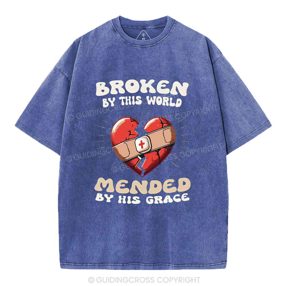 Broken By His World Christian Washed T-Shirt