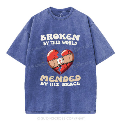 Broken By His World Christian Washed T-Shirt