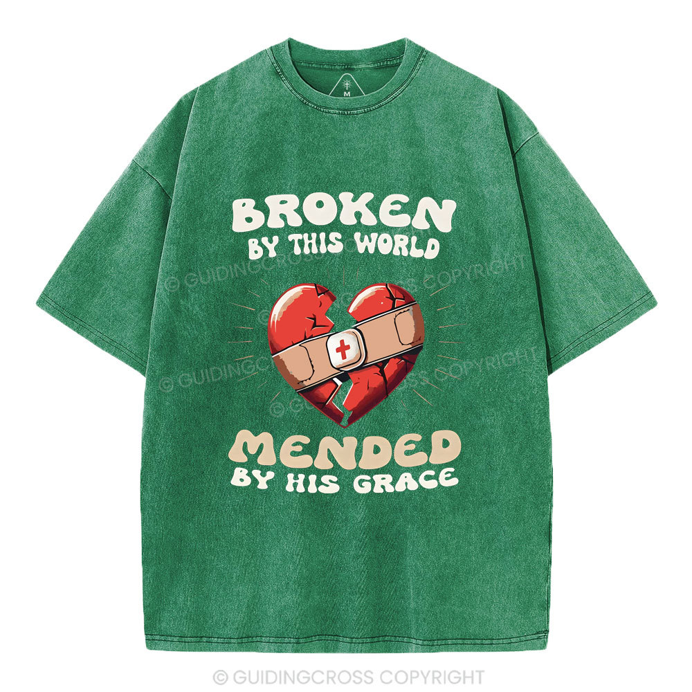 Broken By His World Christian Washed T-Shirt