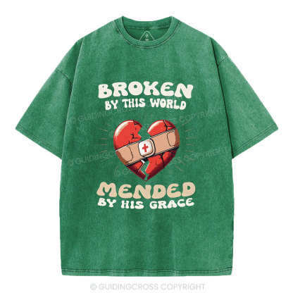 Broken By His World Christian Washed T-Shirt