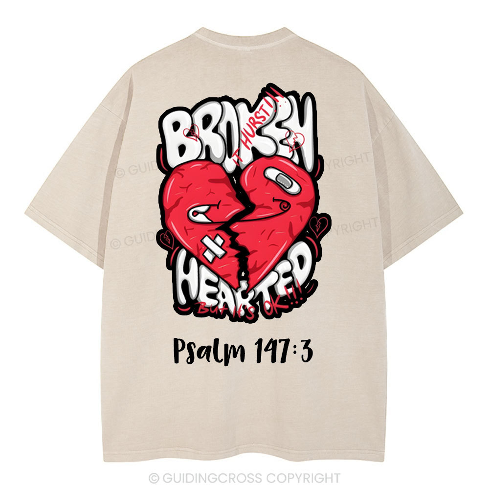 Broken Hearted  Christian Washed T-Shirt