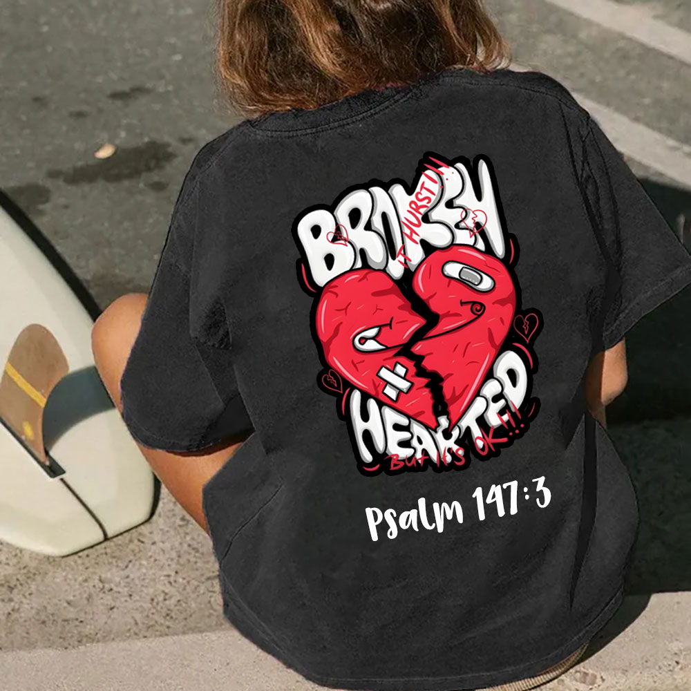Broken Hearted  Christian Washed T-Shirt