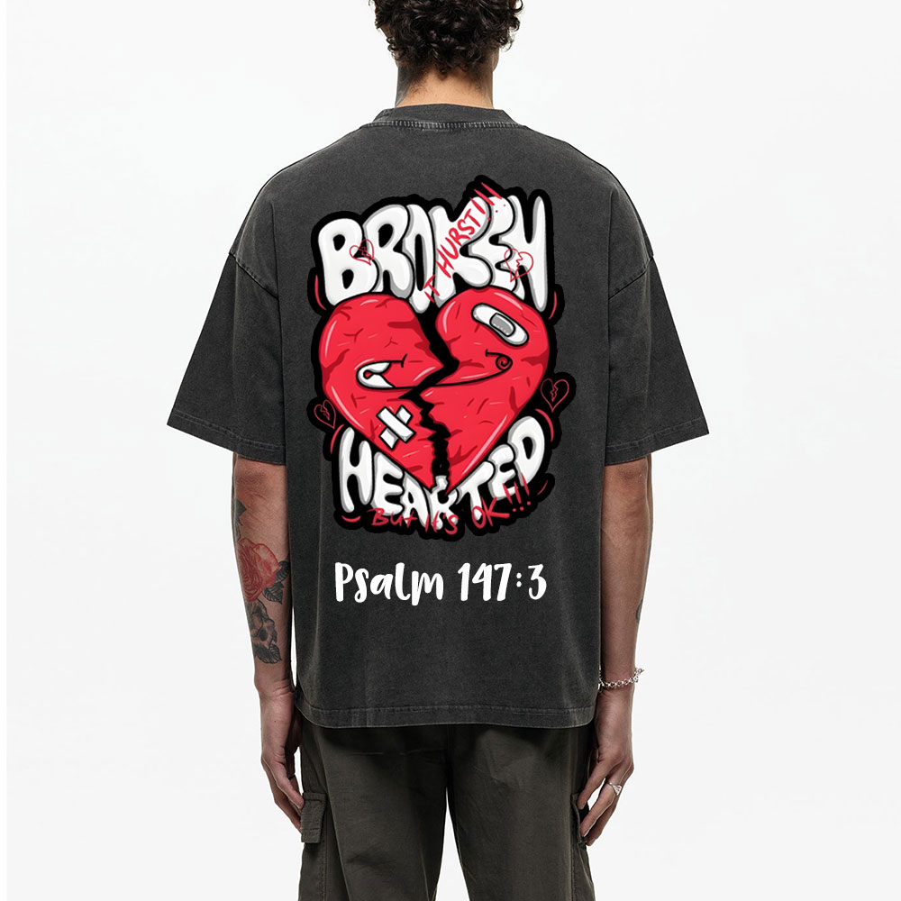 Broken Hearted  Christian Washed T-Shirt