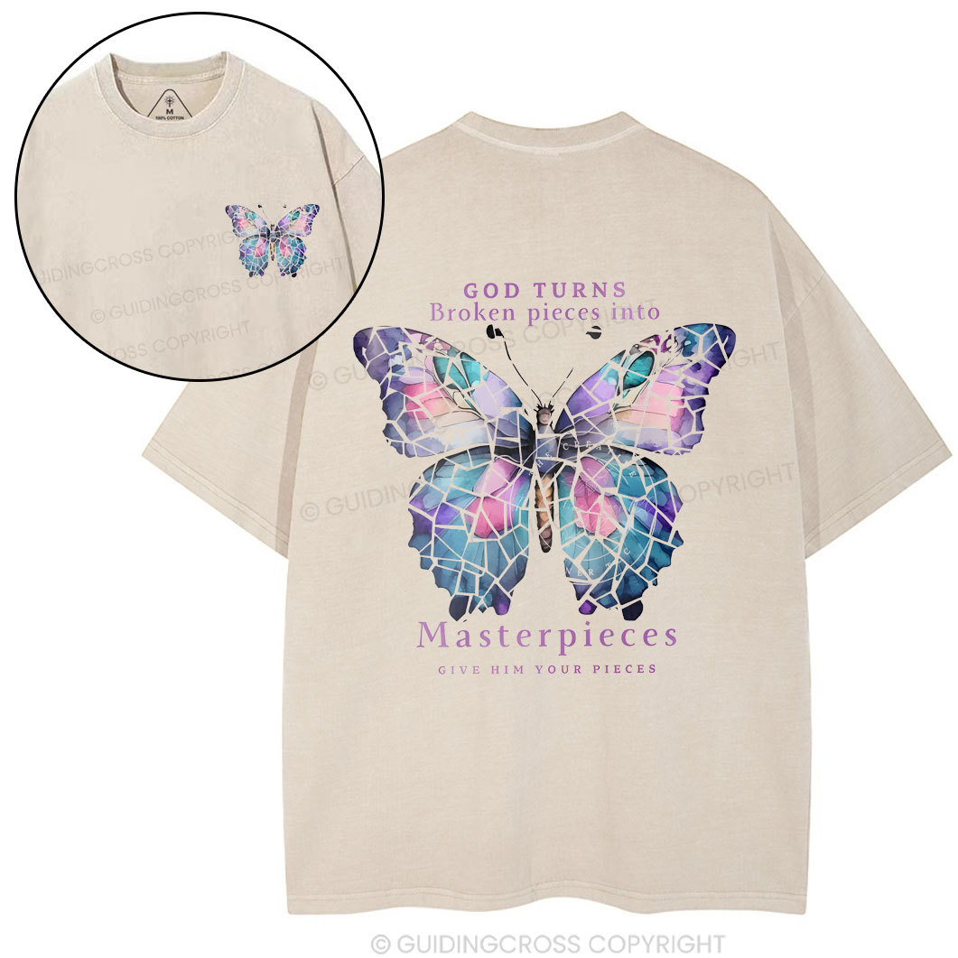 God Turns Broken Pieces Into MasterpiecesChirstian Washed T-Shirt