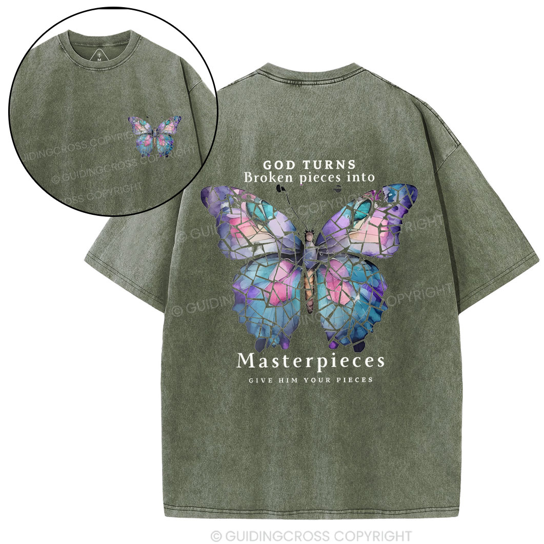 God Turns Broken Pieces Into MasterpiecesChirstian Washed T-Shirt