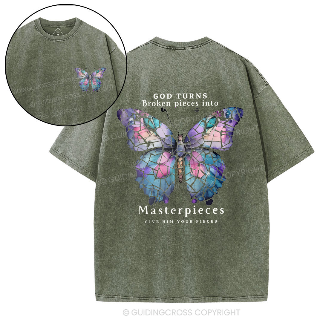 God Turns Broken Pieces Into MasterpiecesChirstian Washed T-Shirt