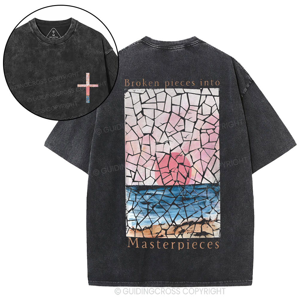 Broken Pieces Into Masterpieces Christian Washed T-Shirt