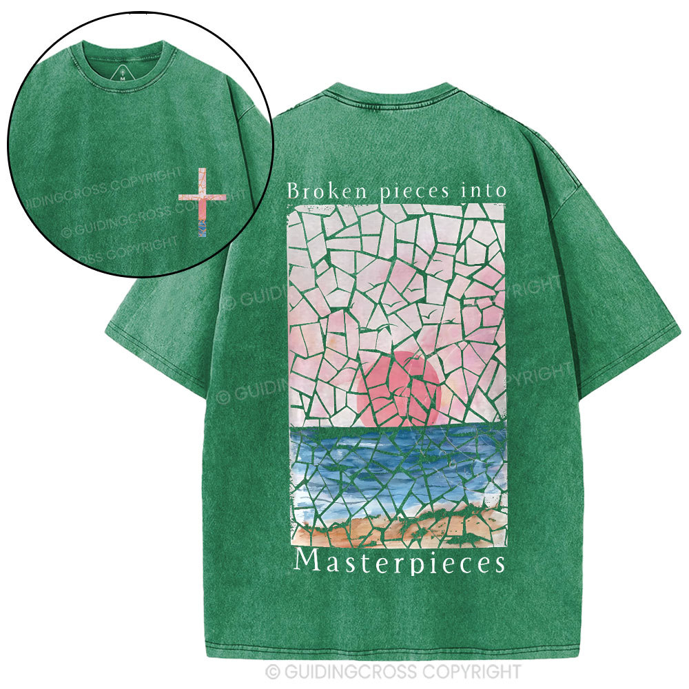 Broken Pieces Into Masterpieces Christian Washed T-Shirt