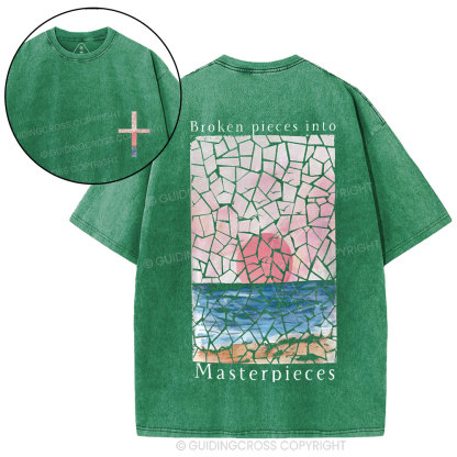 Broken Pieces Into Masterpieces Christian Washed T-Shirt