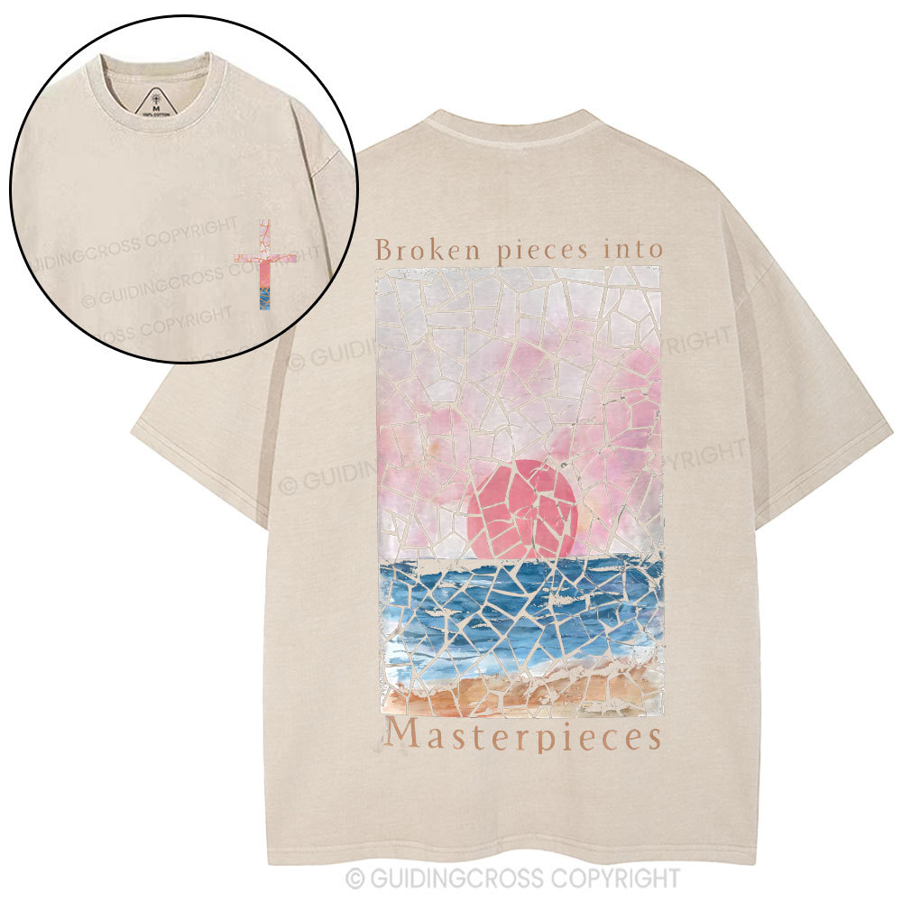 Broken Pieces Into Masterpieces Christian Washed T-Shirt
