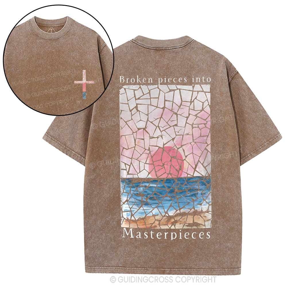 Broken Pieces Into Masterpieces Christian Washed T-Shirt