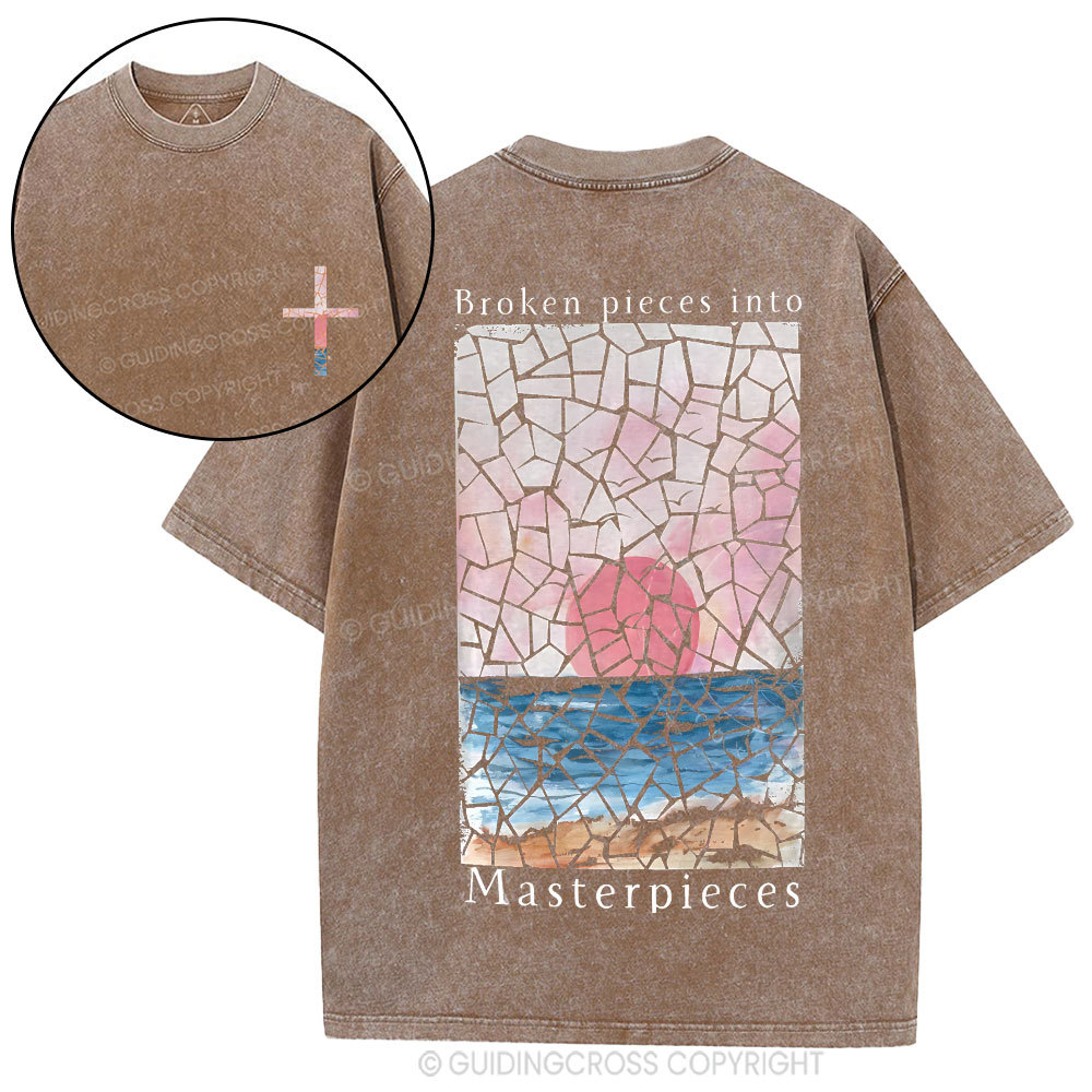 Broken Pieces Into Masterpieces Christian Washed T-Shirt