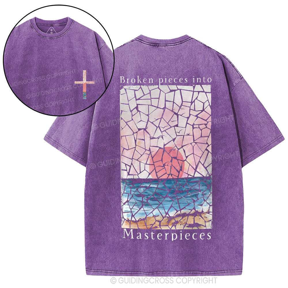 Broken Pieces Into Masterpieces Christian Washed T-Shirt