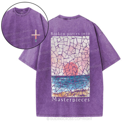 Broken Pieces Into Masterpieces Christian Washed T-Shirt