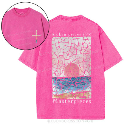 Broken Pieces Into Masterpieces Christian Washed T-Shirt