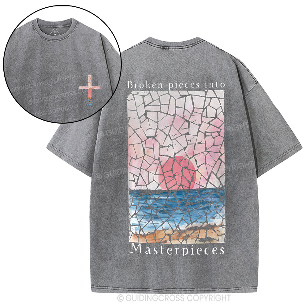 Broken Pieces Into Masterpieces Christian Washed T-Shirt