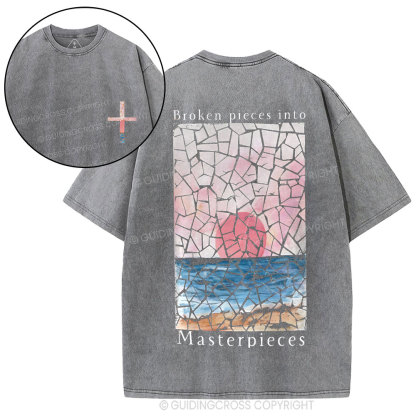 Broken Pieces Into Masterpieces Christian Washed T-Shirt