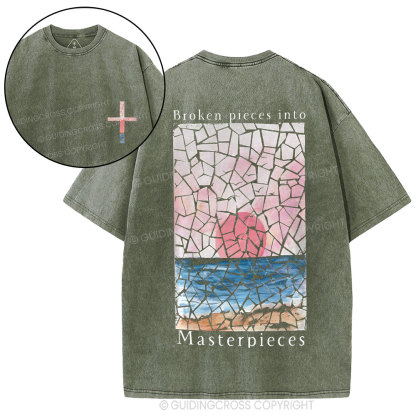 Broken Pieces Into Masterpieces Christian Washed T-Shirt