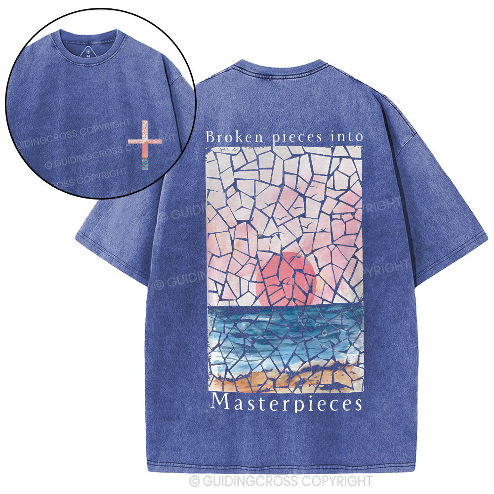 Broken Pieces Into Masterpieces Christian Washed T-Shirt