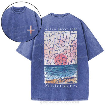 Broken Pieces Into Masterpieces Christian Washed T-Shirt