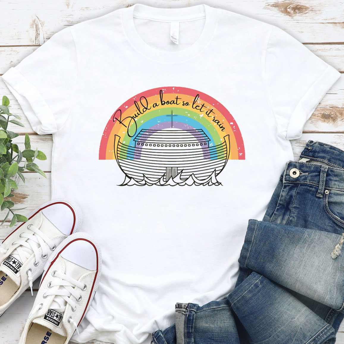 Build A Boat So Let It Rain Christian T-Shirt