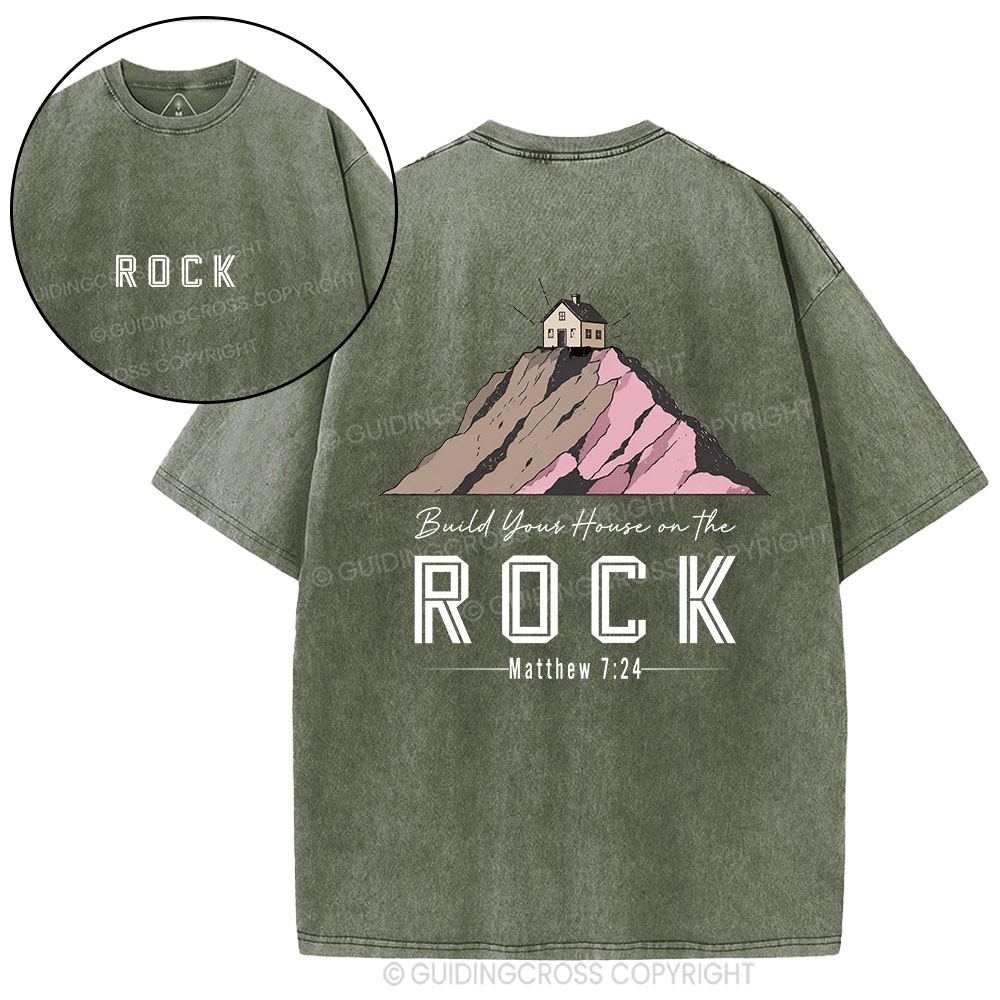 Build Your House On The Rock Christian Washed T-Shirt
