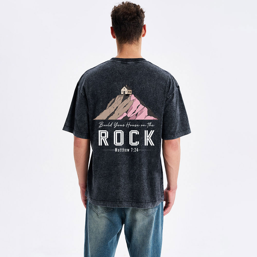 Build Your House On The Rock Christian Washed T-Shirt