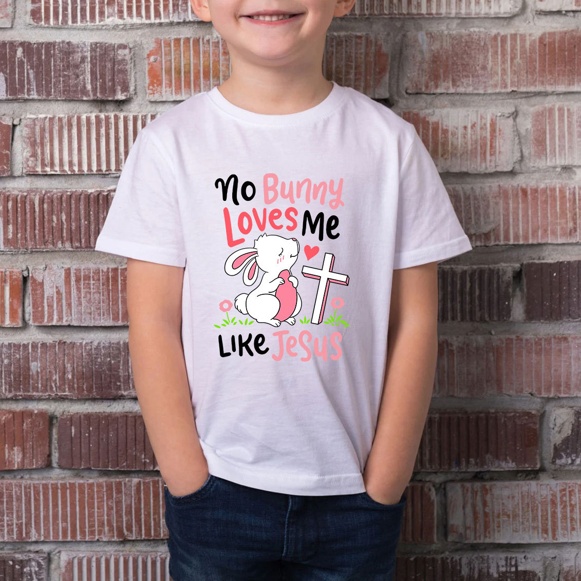 Bunny Loves Me Like Jesus Christian Kids T-Shirt