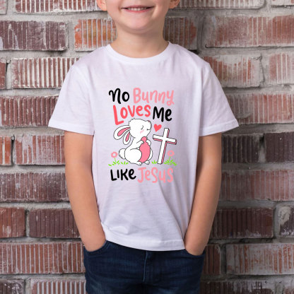 Bunny Loves Me Like Jesus Christian Kids T-Shirt
