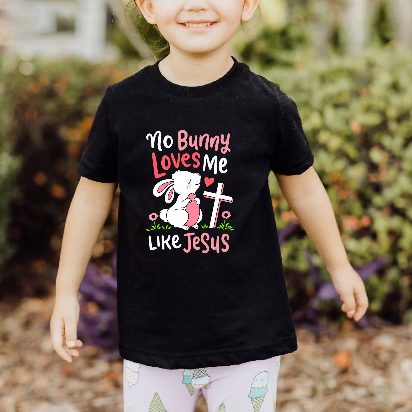 Bunny Loves Me Like Jesus Christian Kids T-Shirt
