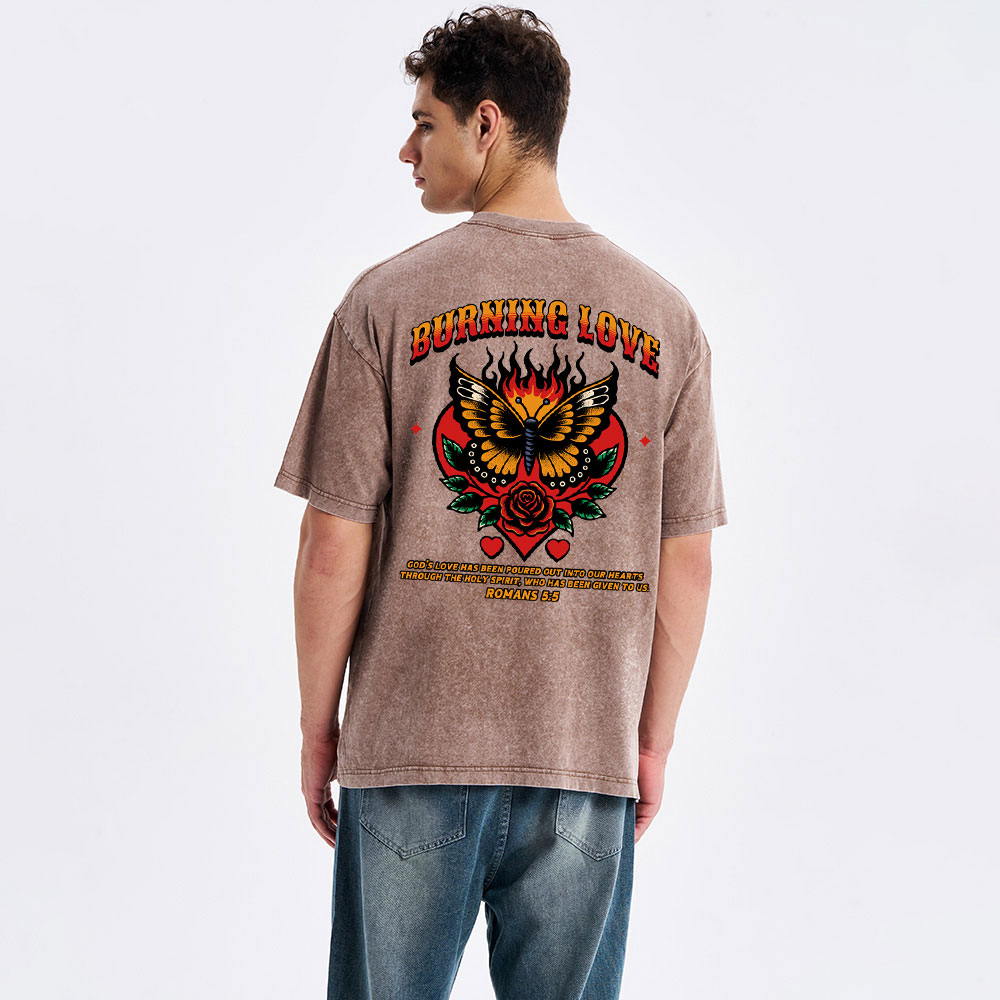 Burning Love Of God Christian Washed T-Shirt