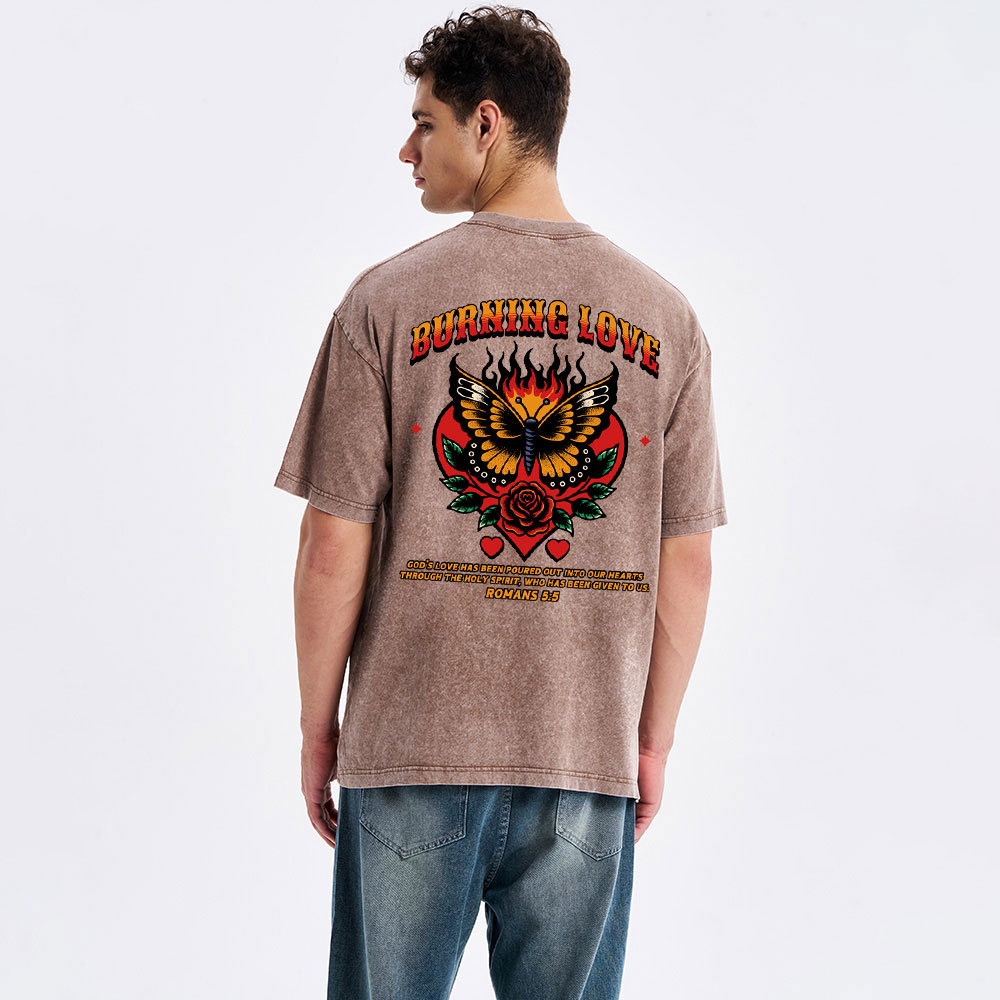 Burning Love Of God Christian Washed T-Shirt