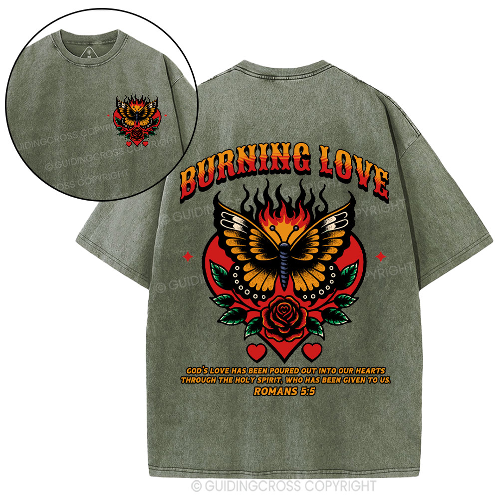 Burning Love Of God Christian Washed T-Shirt