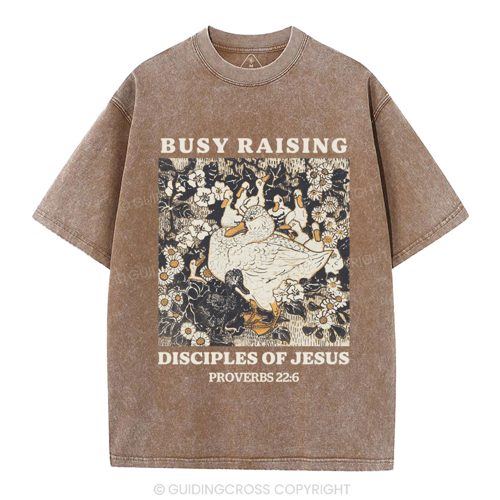 Busy Raising Disciples Christian Washed T-Shirt