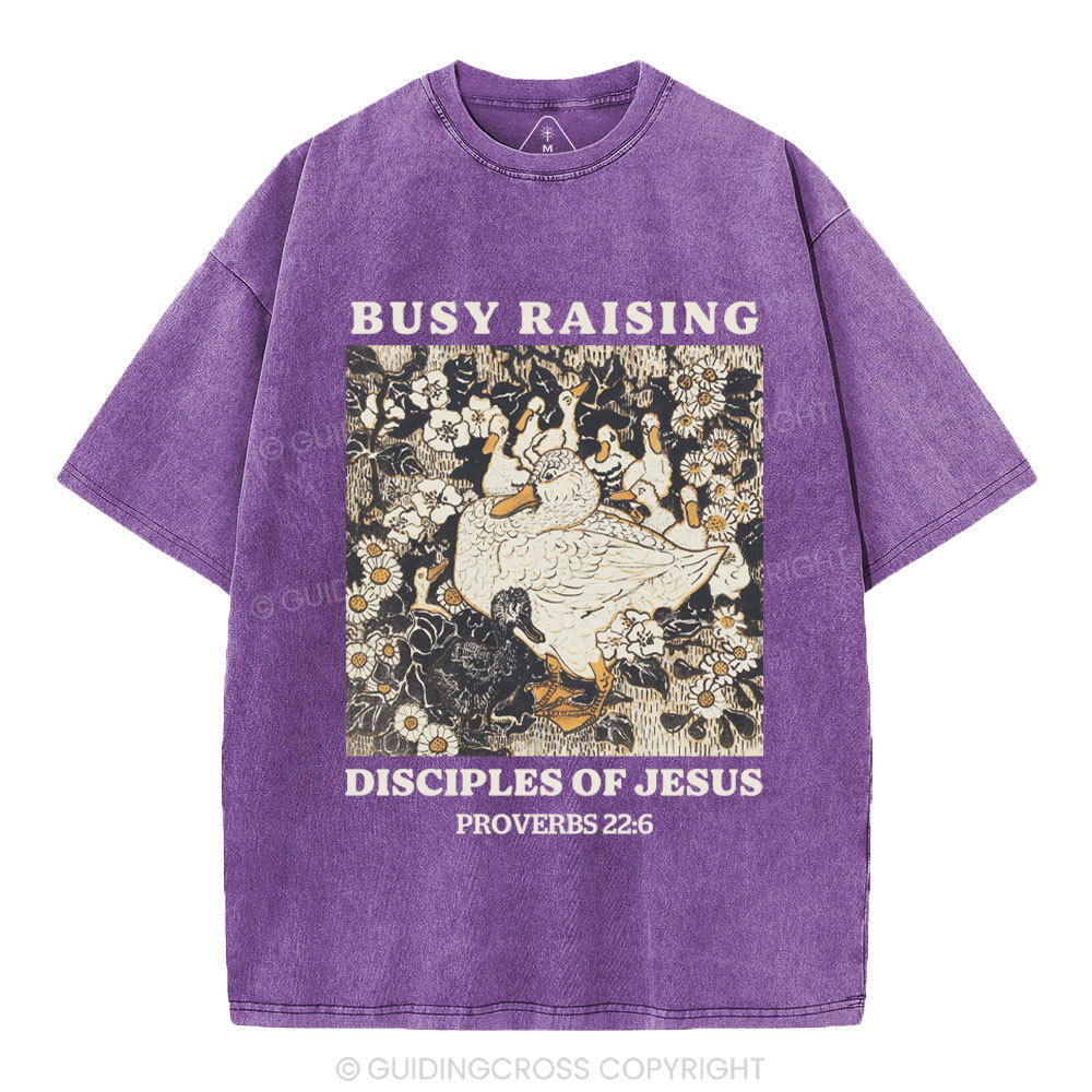 Busy Raising Disciples Christian Washed T-Shirt