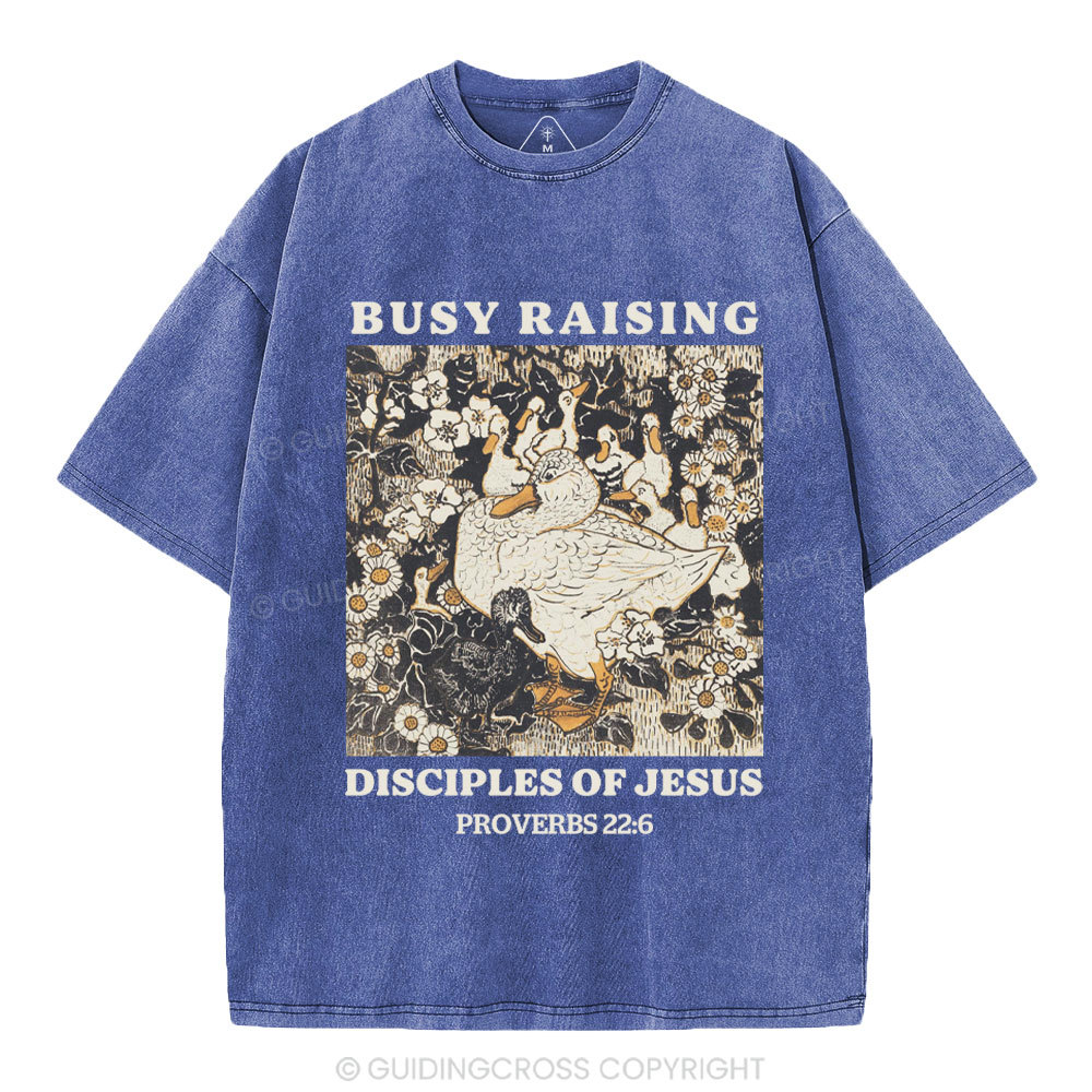 Busy Raising Disciples Christian Washed T-Shirt